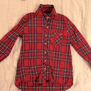 VINEYARD VINES SZ 8 Cotton/Spandex Plaid Blouse